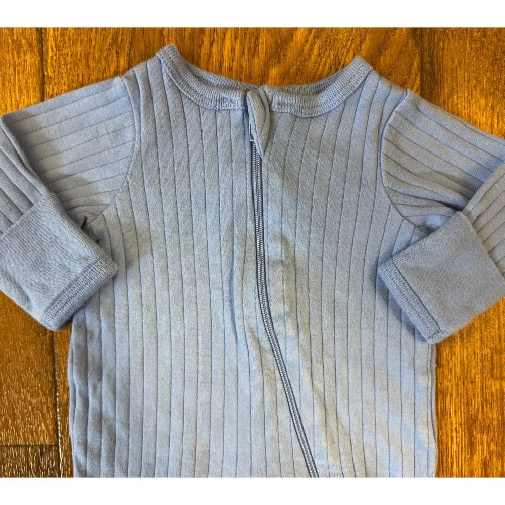 Baby Sleeper Preemie Solid Ribbed 2 Way Zipper Boy Girl Footie Outfit Romper Blu